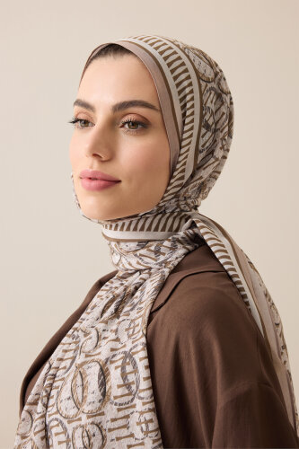 Noor Rain Beige Cotton Floss Scarf - 4