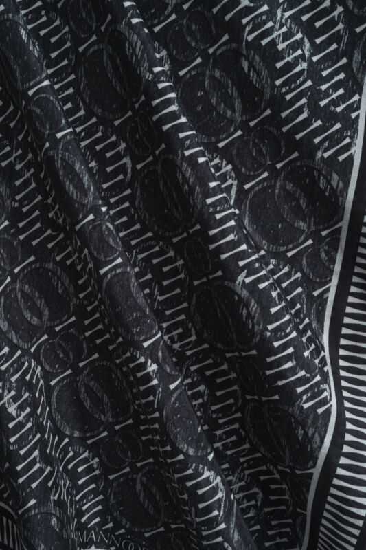 Noor Rain Black and White Cotton Floss Scarf - 5