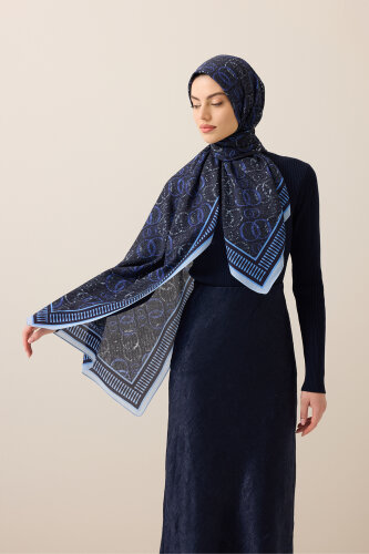 Noor Rain Blue Cotton Floss Scarf - 5