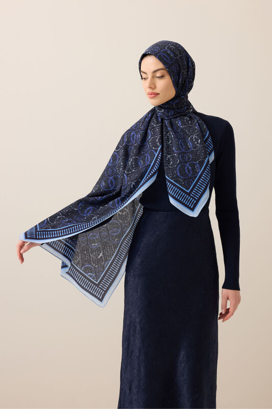 Noor Rain Blue Cotton Floss Scarf - 5