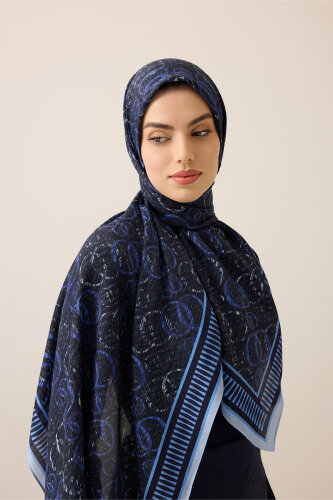 Noor Rain Blue Cotton Floss Scarf - 6