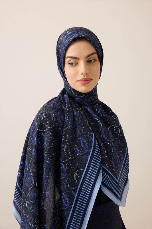 Noor Rain Blue Cotton Floss Scarf - 6