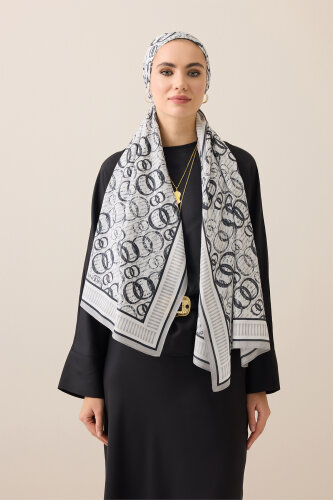 Noor Rain Grey Cotton Floss Scarf - 3