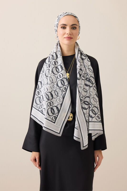 Noor Rain Grey Cotton Floss Scarf - 3