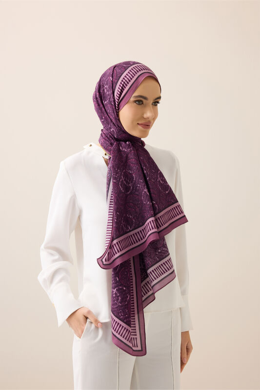Noor Rain Lilac Cotton Floss Scarf - 6