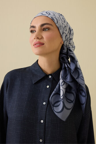 Noor Road 2 Indigo Silk Scarf - 5