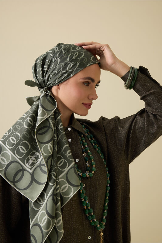 Noor Road 2 Khaki Silk Scarf - 3