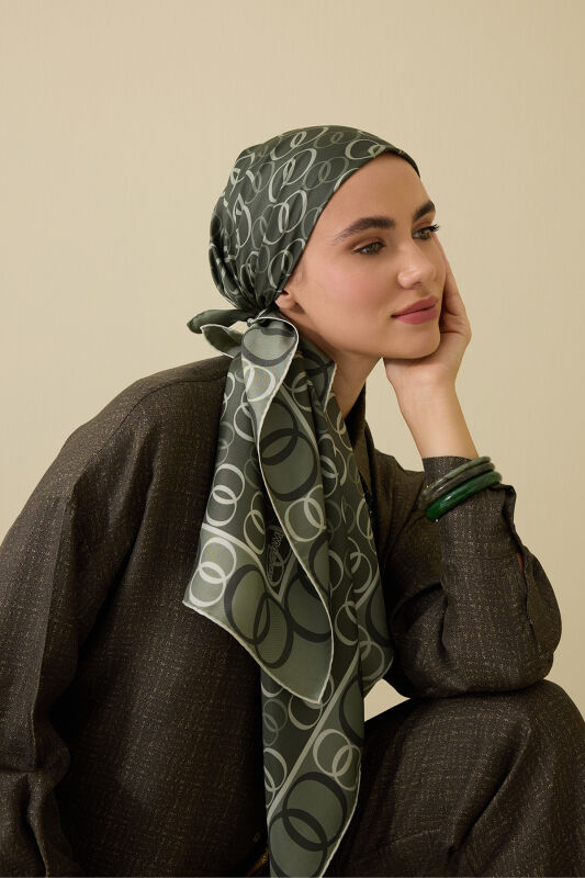 Noor Road 2 Khaki Silk Scarf - 5