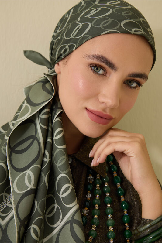 Noor Road 2 Khaki Silk Scarf - 1