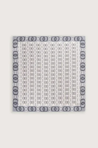 Noor Road 2 White-Grey Silk Scarf - 2