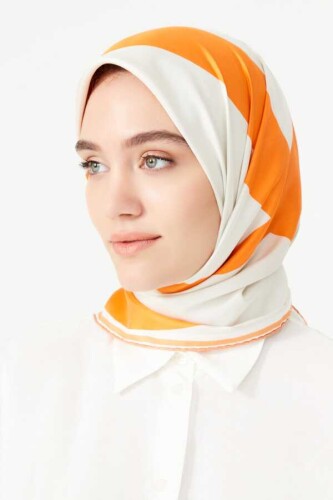 Noor S Twill Silk Scarf Orange - 2