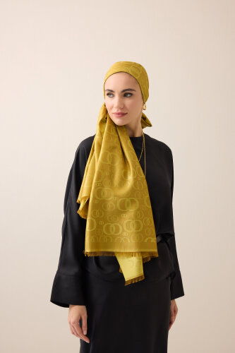 Noor Saffron Jacquard Silk Scarf - 3