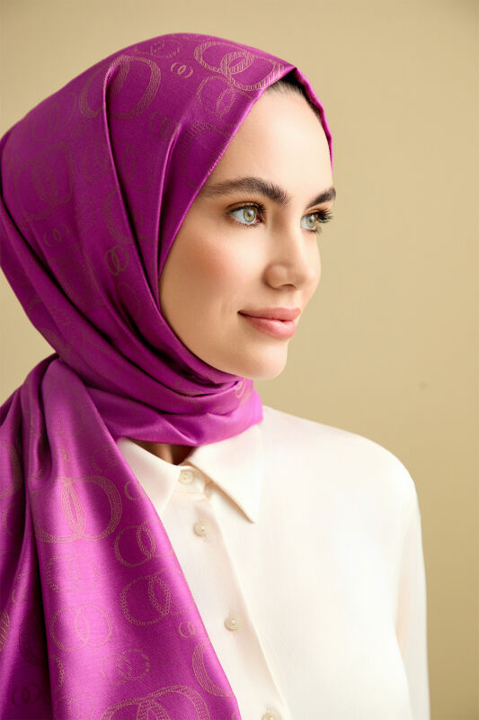 Noor Silk Jacquard Shawl Purple - 3