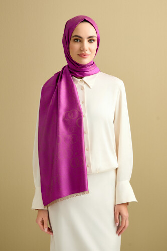 Noor Silk Jacquard Shawl Purple - 5