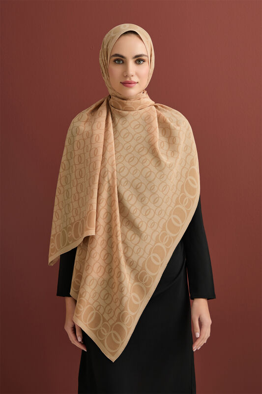 Noor Way Silk Shawl Beige - 5