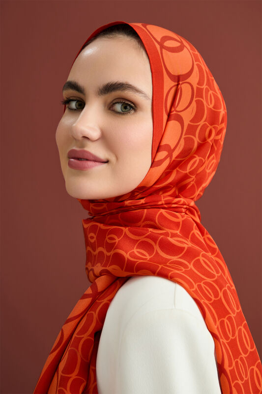 Noor Way Silk Shawl Orange - 3