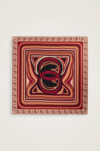 Noor with Waves Burgundy-Red Double-Sided Silk Scarf - 2