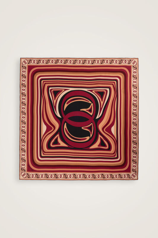 Noor with Waves Burgundy-Red Double-Sided Silk Scarf - 2