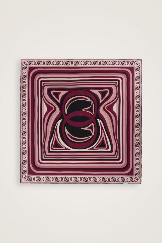 Noor with Waves Burgundy-Red Double-Sided Silk Scarf - 4