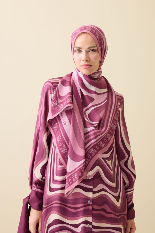 Noor with Waves Dusty Rose Viscose Shawl - 1