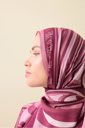 Noor with Waves Dusty Rose Viscose Shawl - 3