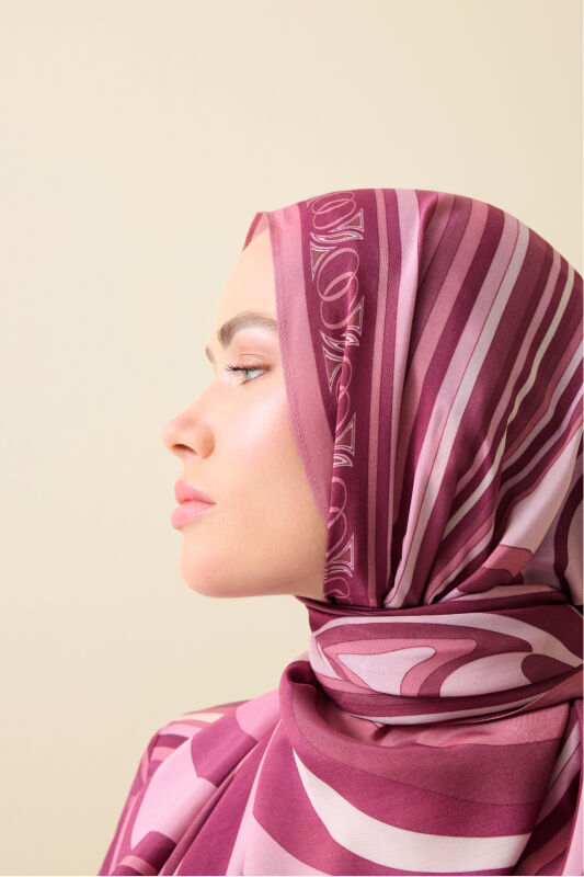 Noor with Waves Dusty Rose Viscose Shawl - 3