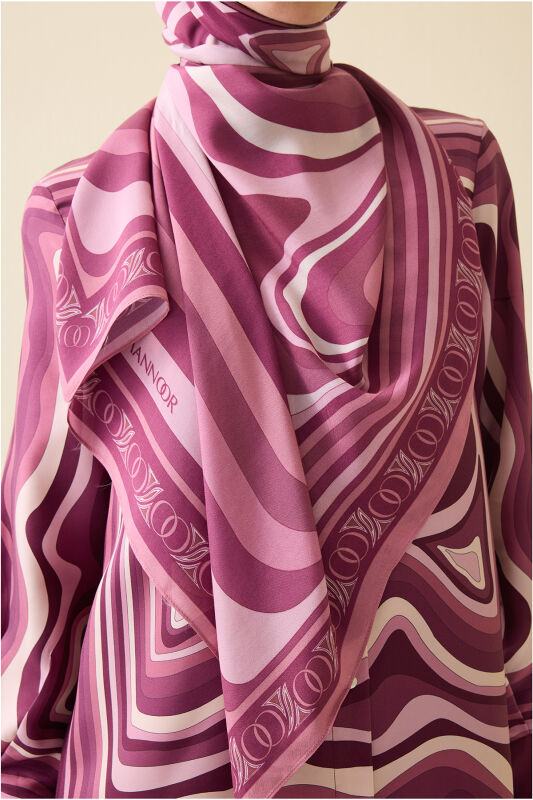 Noor with Waves Dusty Rose Viscose Shawl - 5
