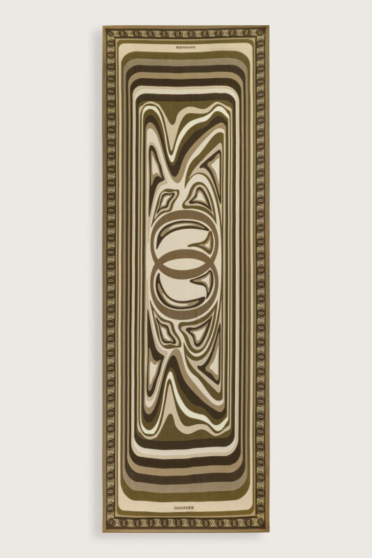 Noor with Waves Khaki Viscose Shawl - 2