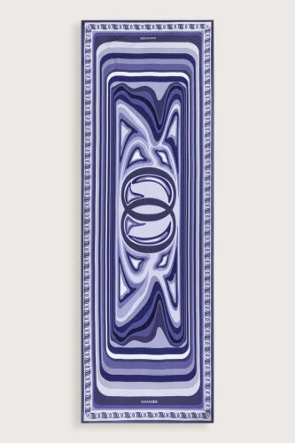 Noor with Waves Navy Blue Viscose Shawl - 2