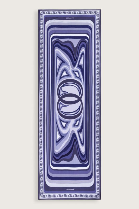 Noor with Waves Navy Blue Viscose Shawl - 2