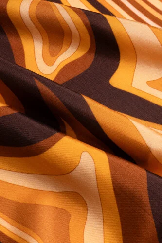 Noor with Waves Orange Viscose Shawl - 4