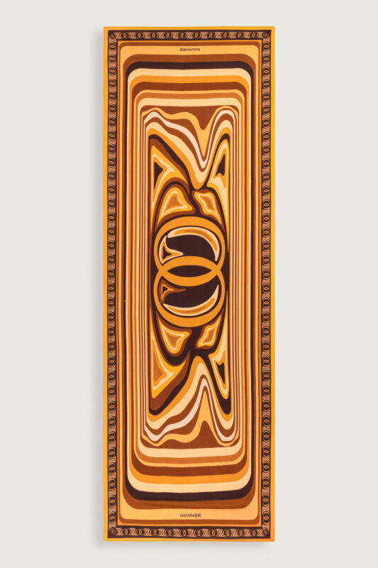 Noor with Waves Orange Viscose Shawl - 2