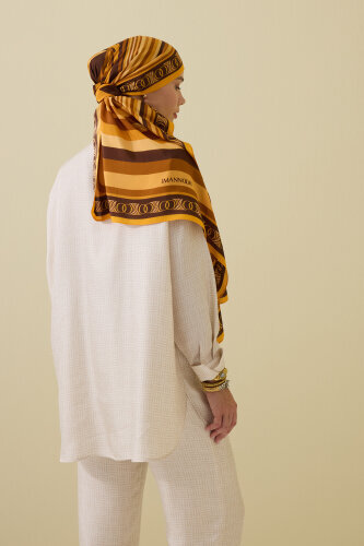 Noor with Waves Orange Viscose Shawl - 5