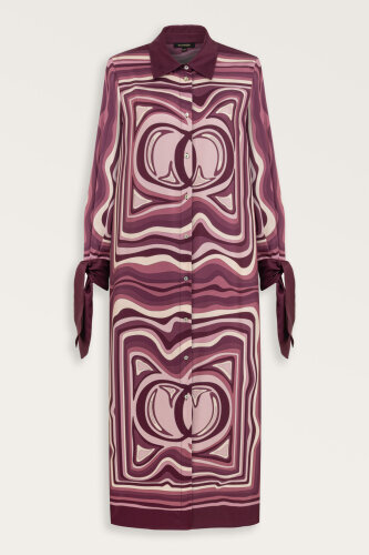 Noor with Waves Plum Silk Shirt Dress - 2