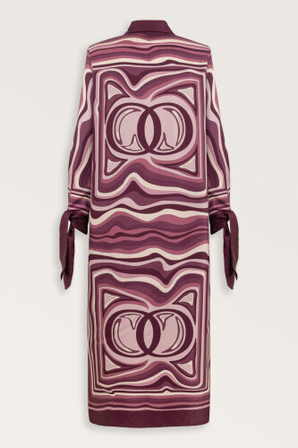 Noor with Waves Plum Silk Shirt Dress - 4