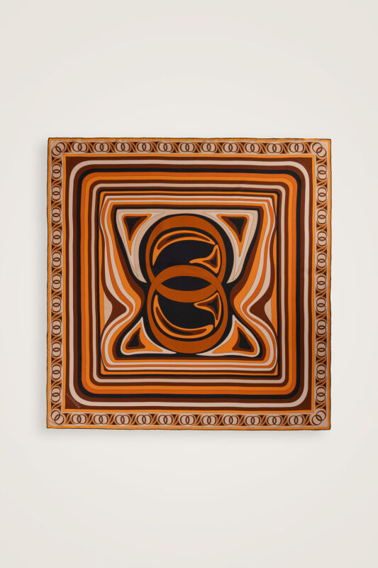 Noor with Waves rown-Orange Double-Sided Silk Scarf - 2