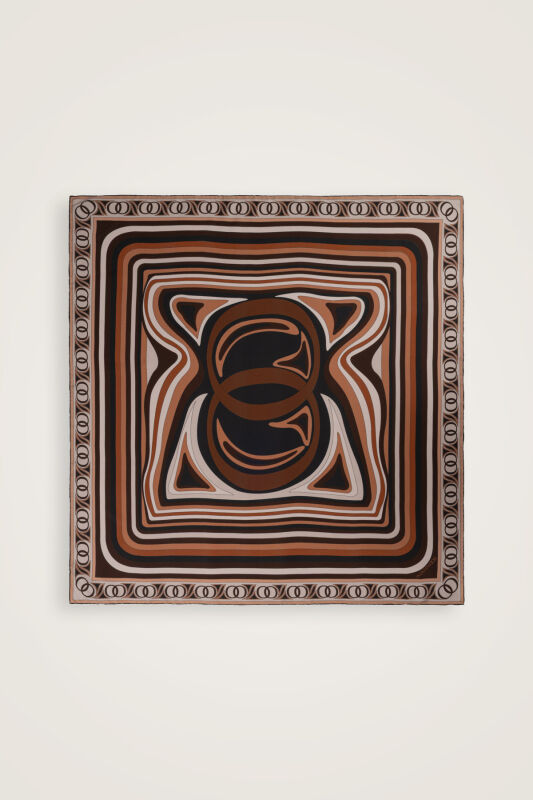 Noor with Waves rown-Orange Double-Sided Silk Scarf - 4