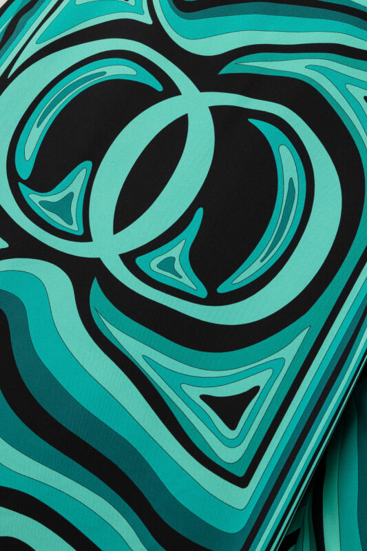 Noor with Waves Turquoise Silk Shirt Dress - 2