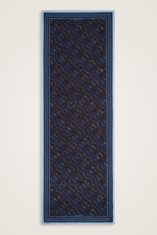 Noor Yağmuru Mavi Pamuk Floş Şal 70x210 - 2