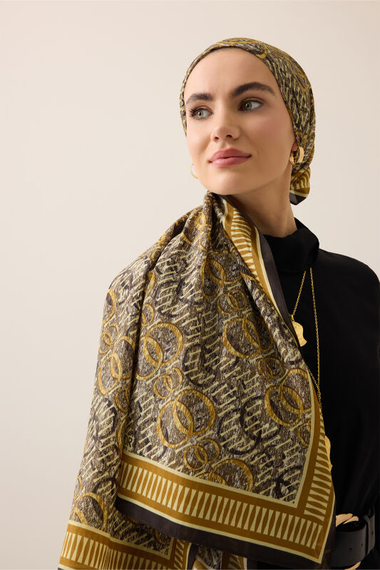 Noor Yağmuru Sarı Pamuk Floş Şal 70x210 - 5