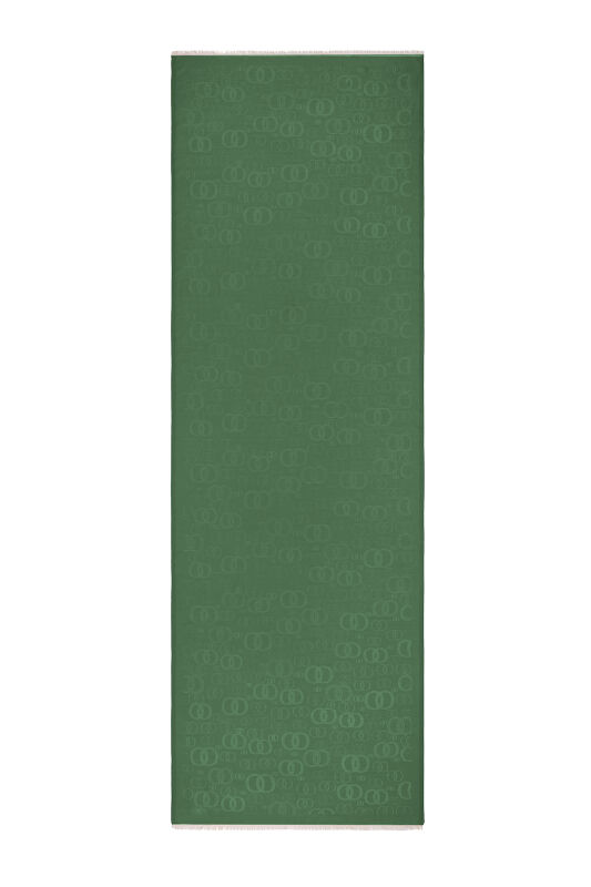 Noor Yeşil Jakarlı İpek Şal 70x200 - 2