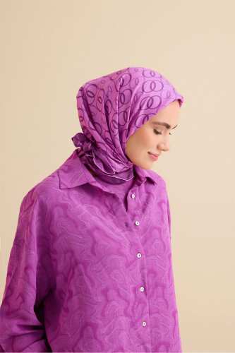 Noor Yolu 2 Fuşya Tivil İpek Eşarp 90x90 - Imannoor (3)