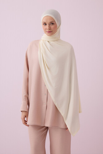 Nude Colorway Combed Cotton Shawl Off White 