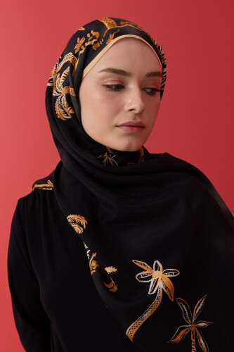 Oasis Flush Viscose Shawl Black/Gold - 3