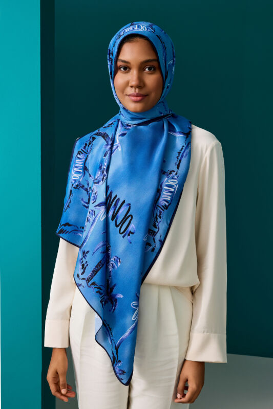 Oasis Flush Viscose Shawl Blue - 4