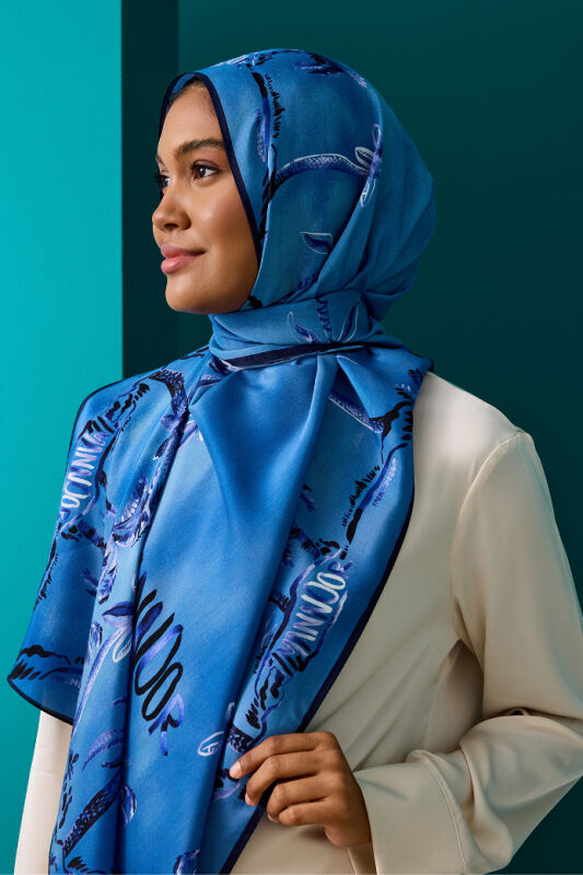 Oasis Flush Viscose Shawl Blue - 3