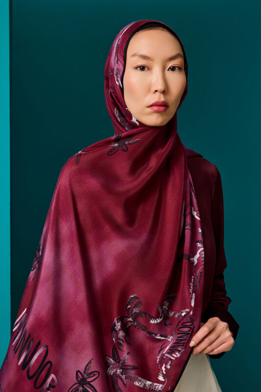 Oasis Flush Viscose Shawl Burgundy - 3