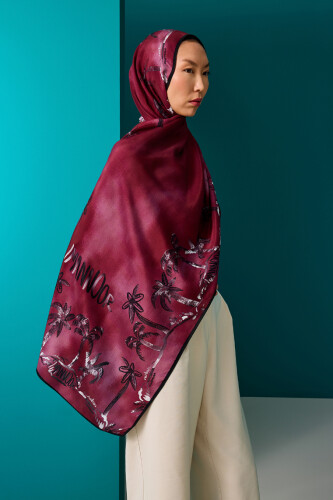 Oasis Flush Viscose Shawl Burgundy - 1