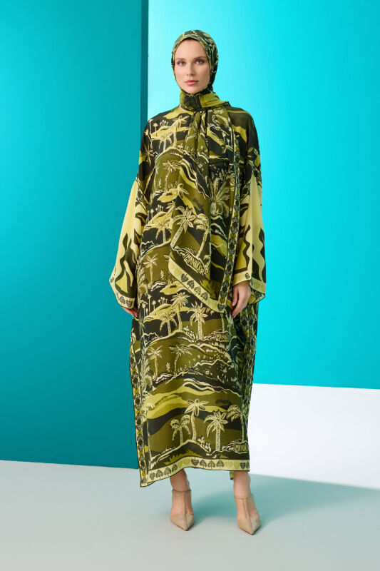 Oasis Khaki Silk Dress - 1