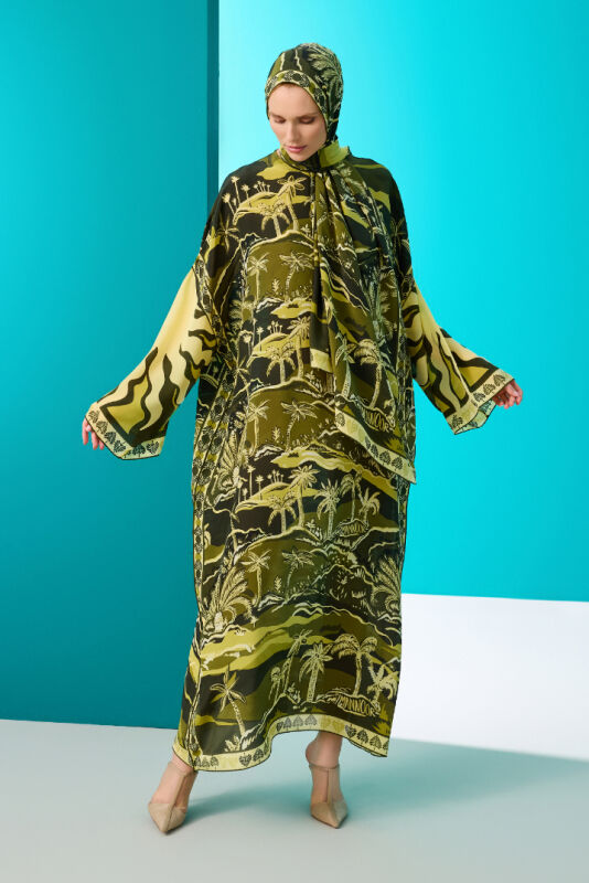 Oasis Khaki Silk Dress - 3